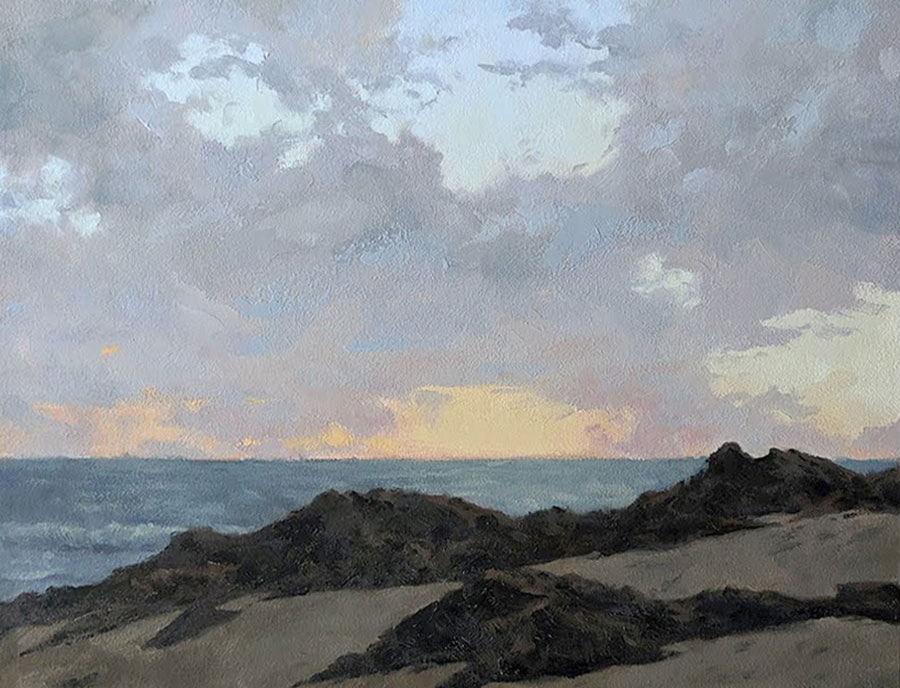 West Ocean Sunset<br>12x16 oil on panel<br>sold